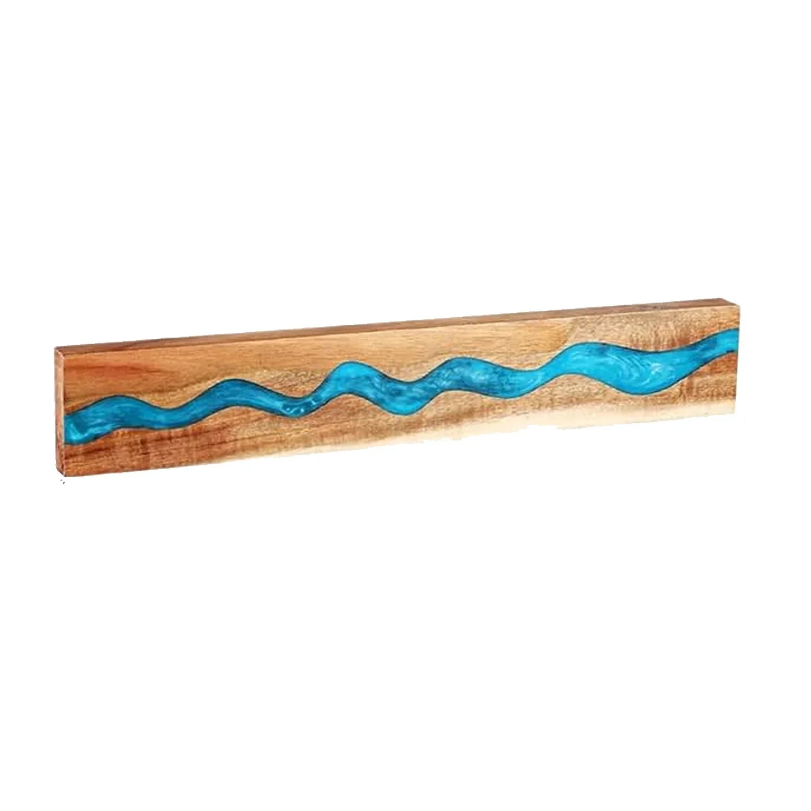 Wooden kitchen knife holder with blue resin inlay, modern storage solution